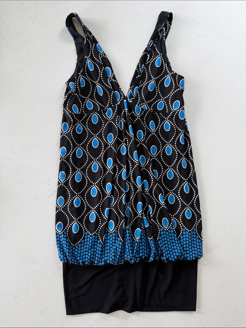 London Times Black Dress with Blue Trim